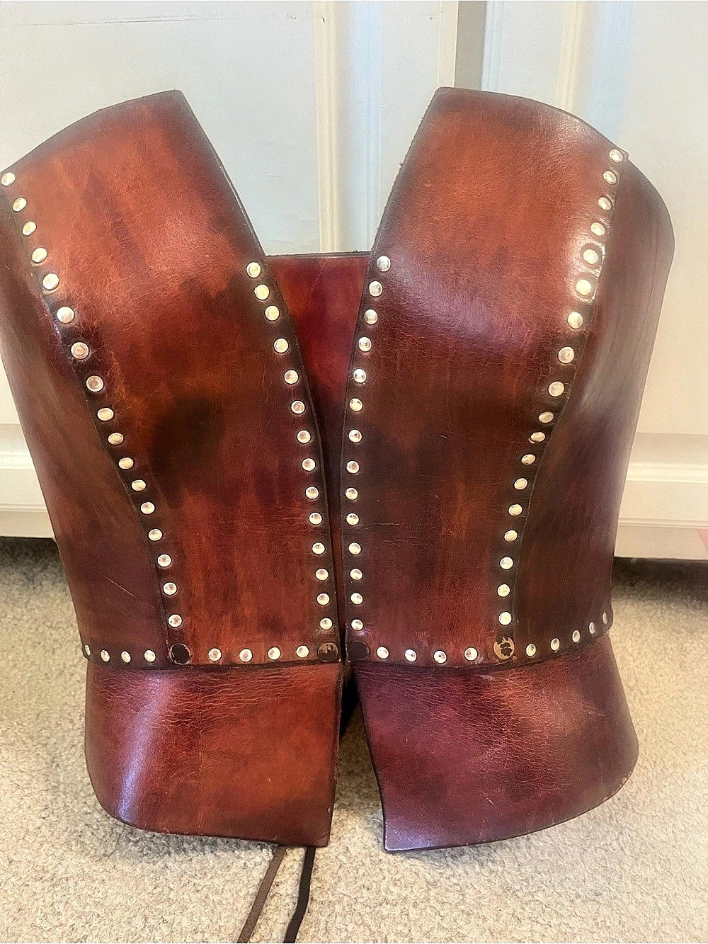Handmade Brown Studded Lace-Up Corset